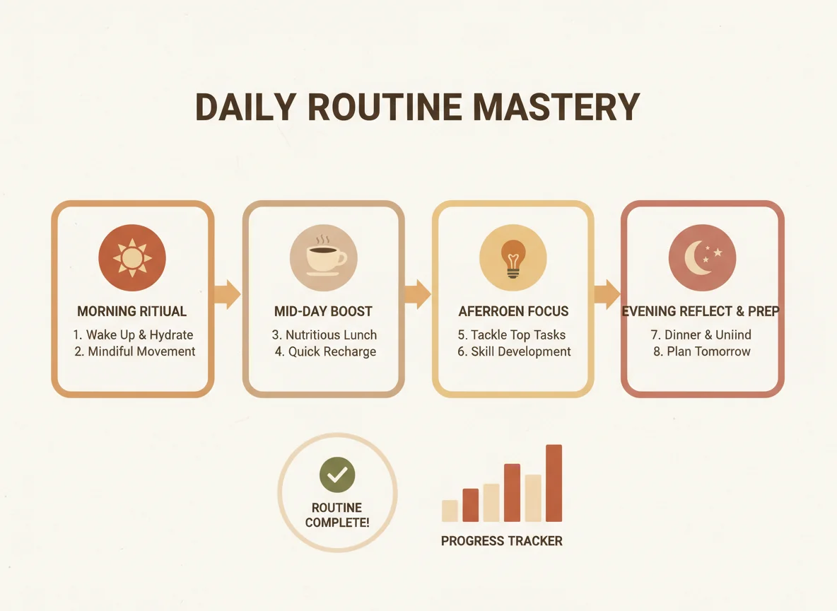 Infographic showing routine tasks schedule or checklist.