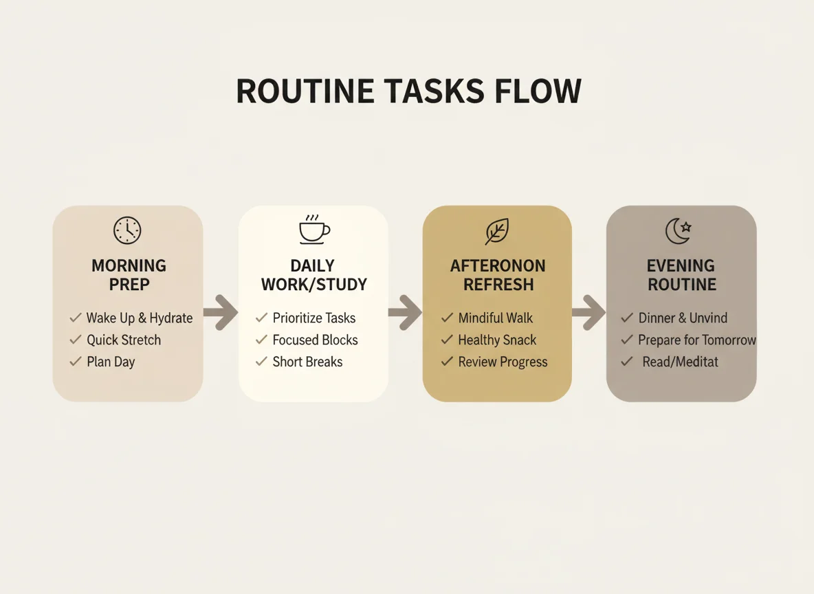 Infographic showing routine tasks schedule or checklist.