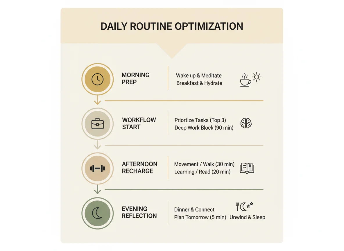 Infographic showing routine tasks schedule or checklist.
