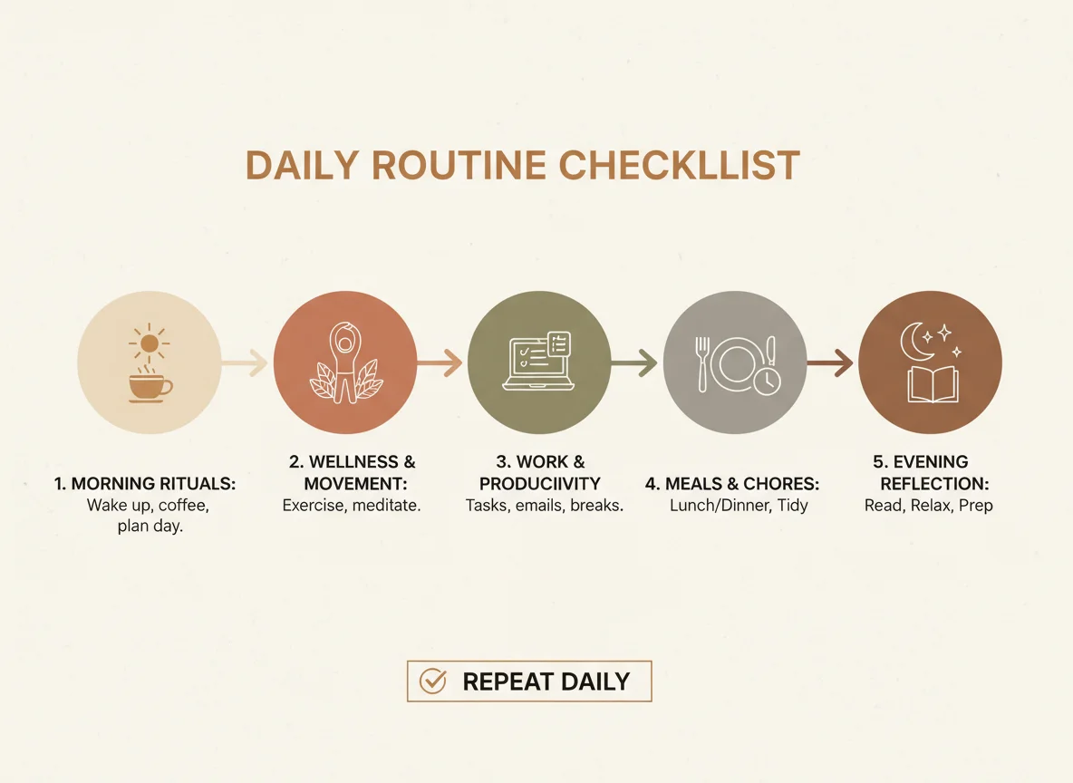 Infographic showing routine tasks schedule or checklist.