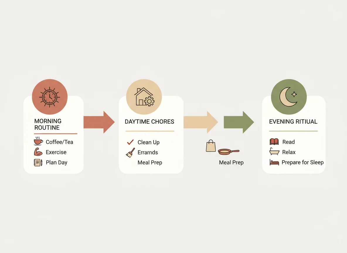 Infographic showing routine tasks schedule or checklist.