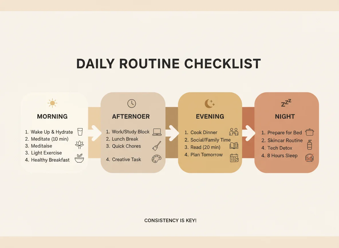 Infographic showing routine tasks schedule or checklist.