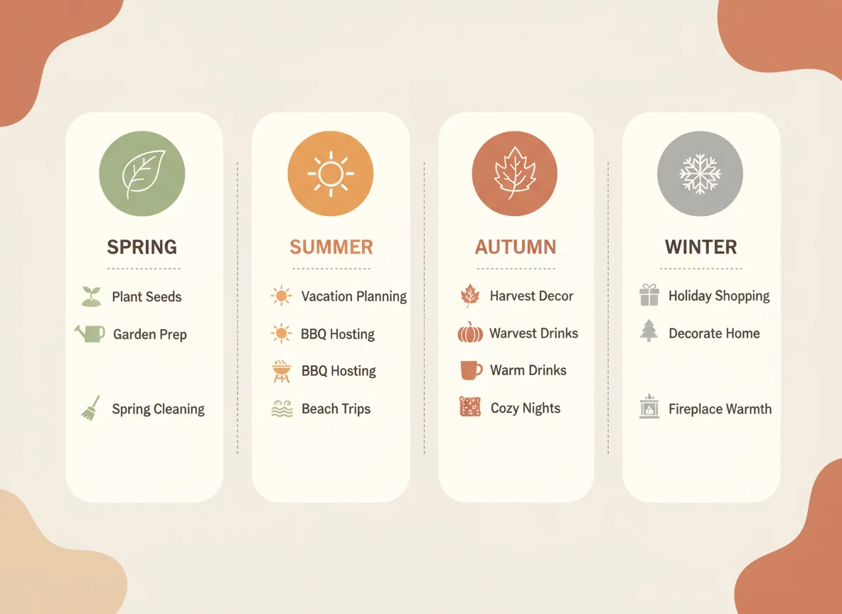 Infographic showing seasonal schedule or checklist.